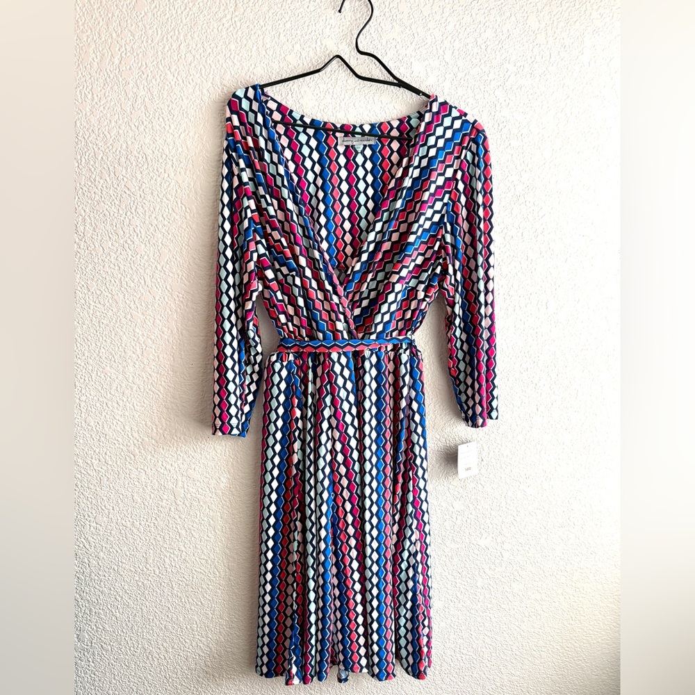 Geometric Long-Sleeve Jersey Dress